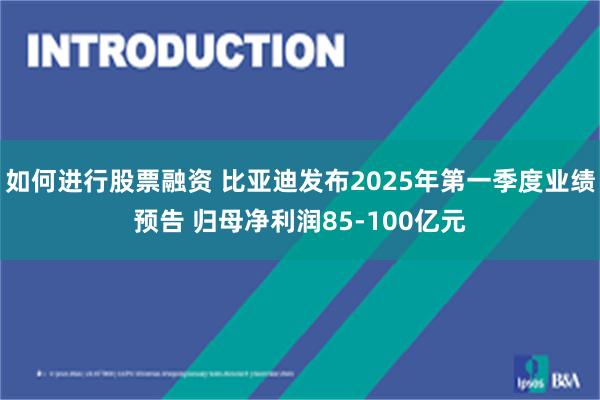 如何进行股票融资 比亚迪发布2025年第一季度业绩预告 归母净利润85-100亿元