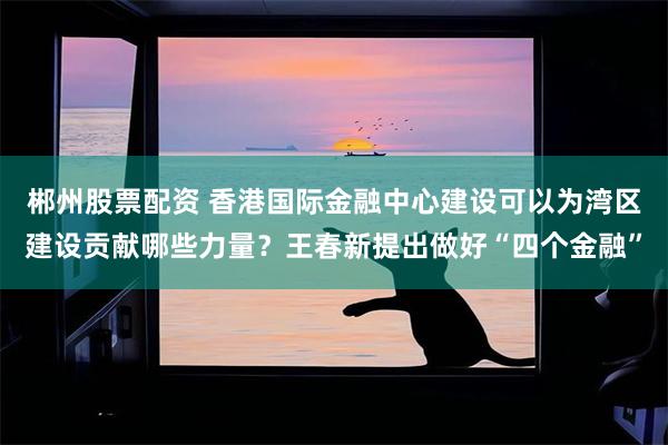 郴州股票配资 香港国际金融中心建设可以为湾区建设贡献哪些力量？王春新提出做好“四个金融”
