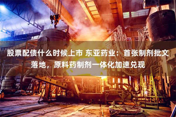 股票配债什么时候上市 东亚药业：首张制剂批文落地，原料药制剂一体化加速兑现