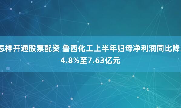 怎样开通股票配资 鲁西化工上半年归母净利润同比降34.8%至7.63亿元
